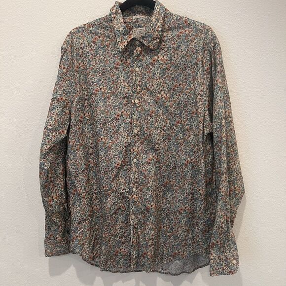 J. Crew Men’s Floral Long Sleeve Button Down Shirt Sz L Floral Relaxed Fit - Picture 1 of 8